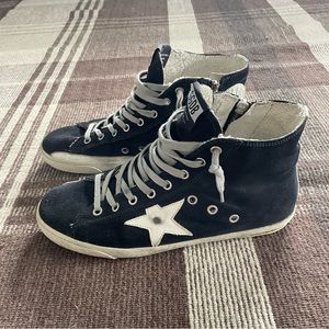 Golden Goose navy distressed skater high top sneakers